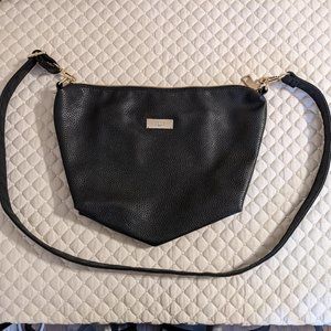 BCBG Paris Vegan Black Pebble Leather Zipper Adjustable Single Strap Hobo Bag